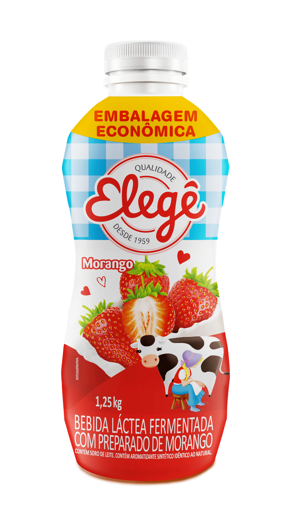 Bebida Láctea Sabor Morango Elegê 1150g