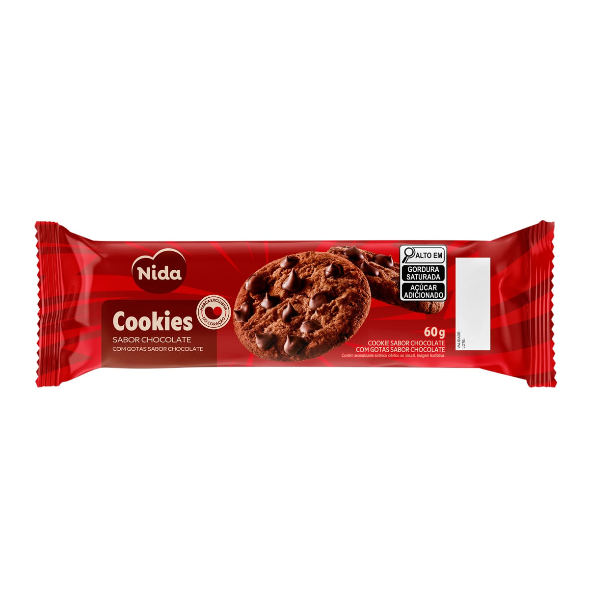 Cookies de Chocolate com Gotas de Chocolate Nida 60g